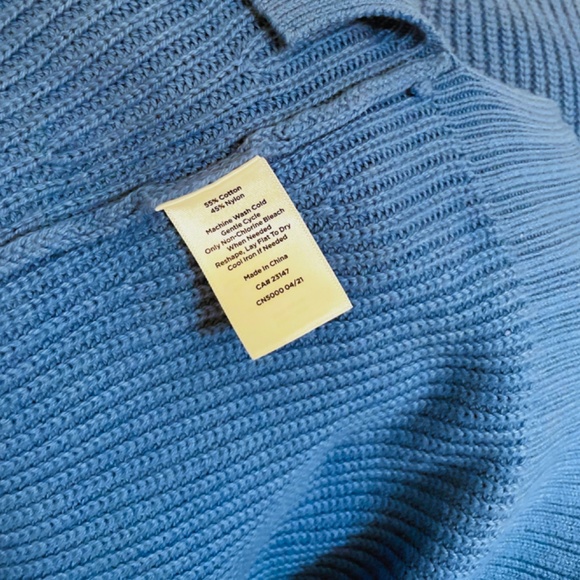 Talbots Cable Knit Long Sleeve Sweater Blue Petite Medium MP PM EUC - Picture 4 of 4